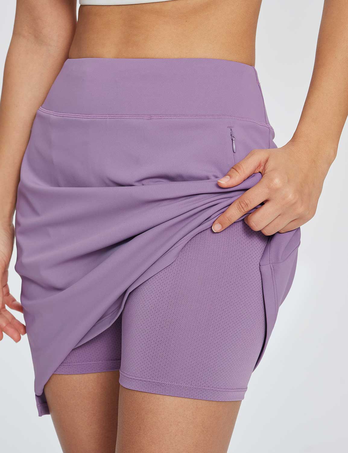 Baleaf Women's UPF 50+ Drawstring Knee-length Skort Very Grape with Built-in Mesh Liner Shorts