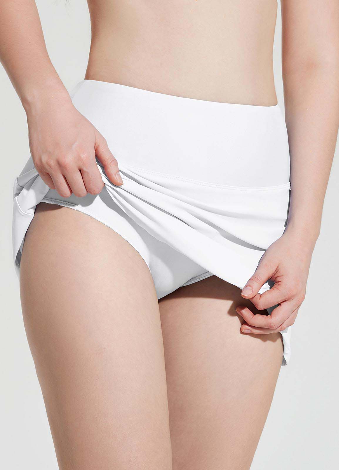 Baleaf Women's Quick-drying A-line Swimming Skort White with Built-in Brief