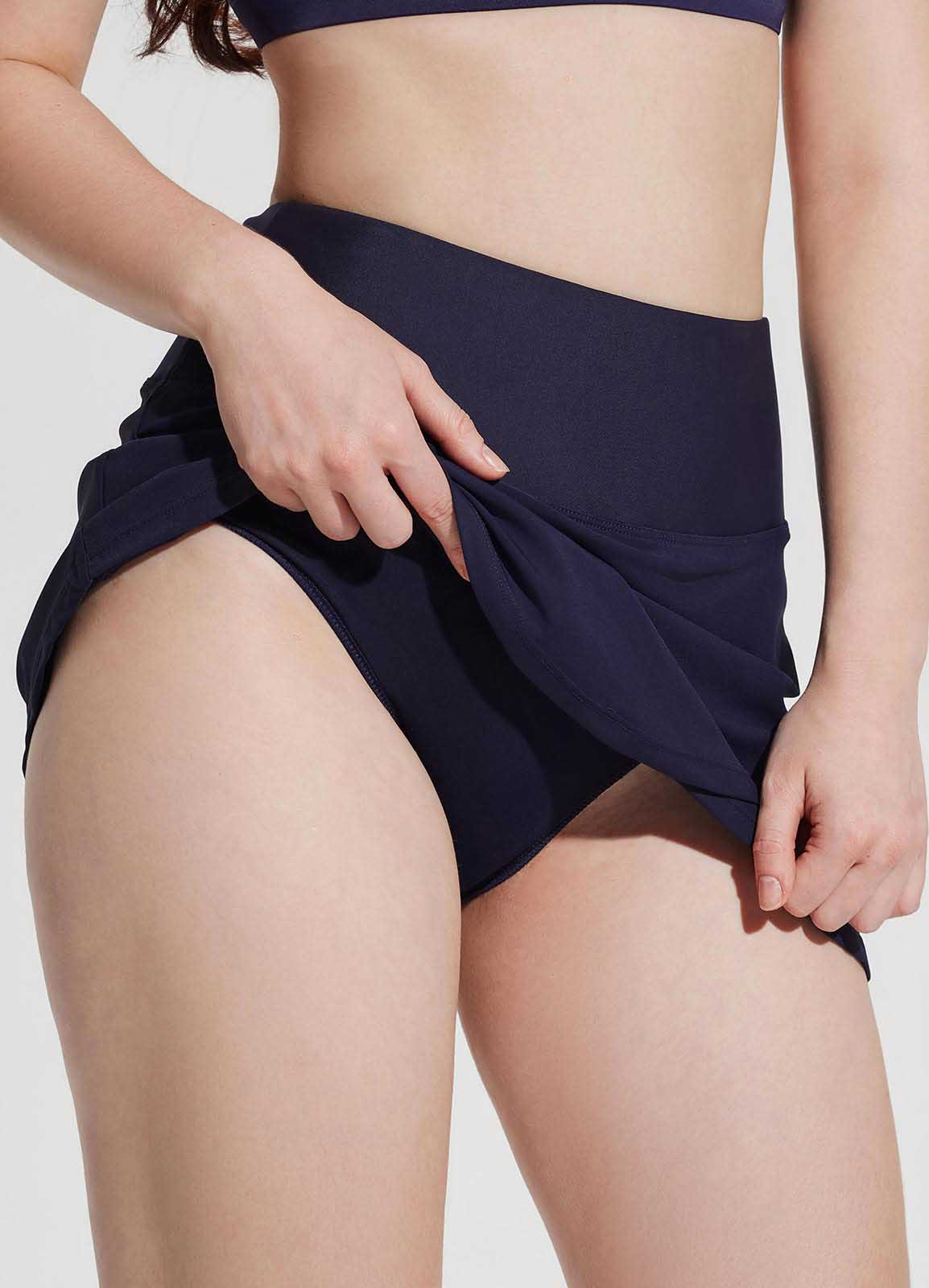 Baleaf Women's Quick-drying A-line Swimming Skort Peacoat with Built-in Brief