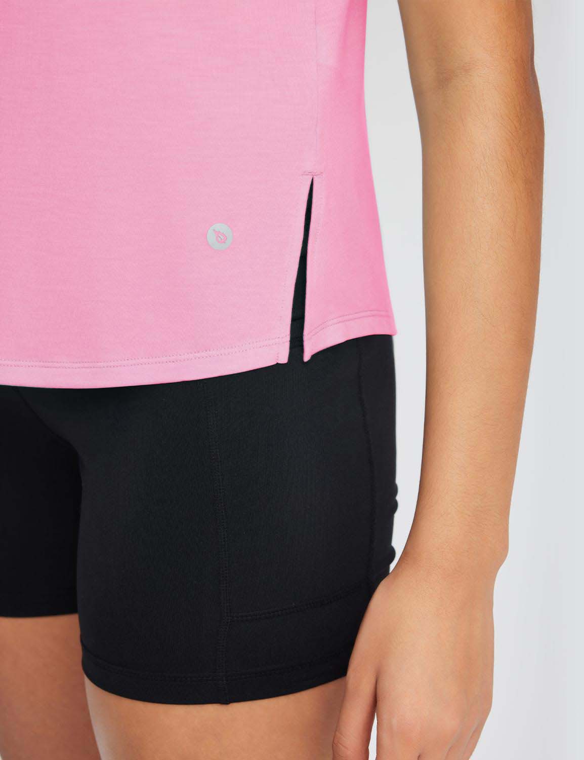 Baleaf Women's Hooded Drawstring Fitness Tank Plumeria with Side Slits