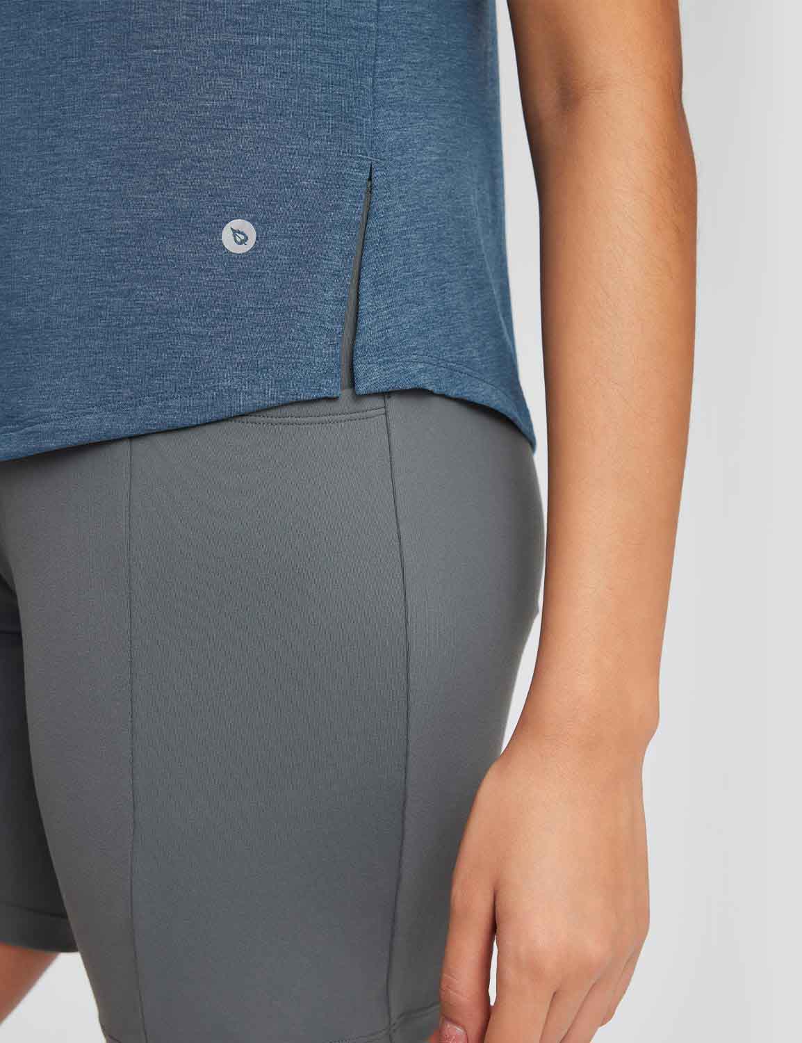 Baleaf Women's Hooded Drawstring Fitness Tank Limestone with Side Slits