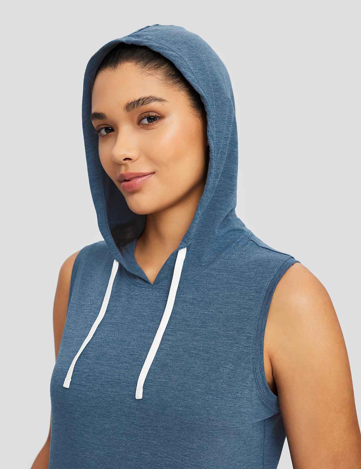 Baleaf Women's Hooded Drawstring Fitness Tank Limestone Details