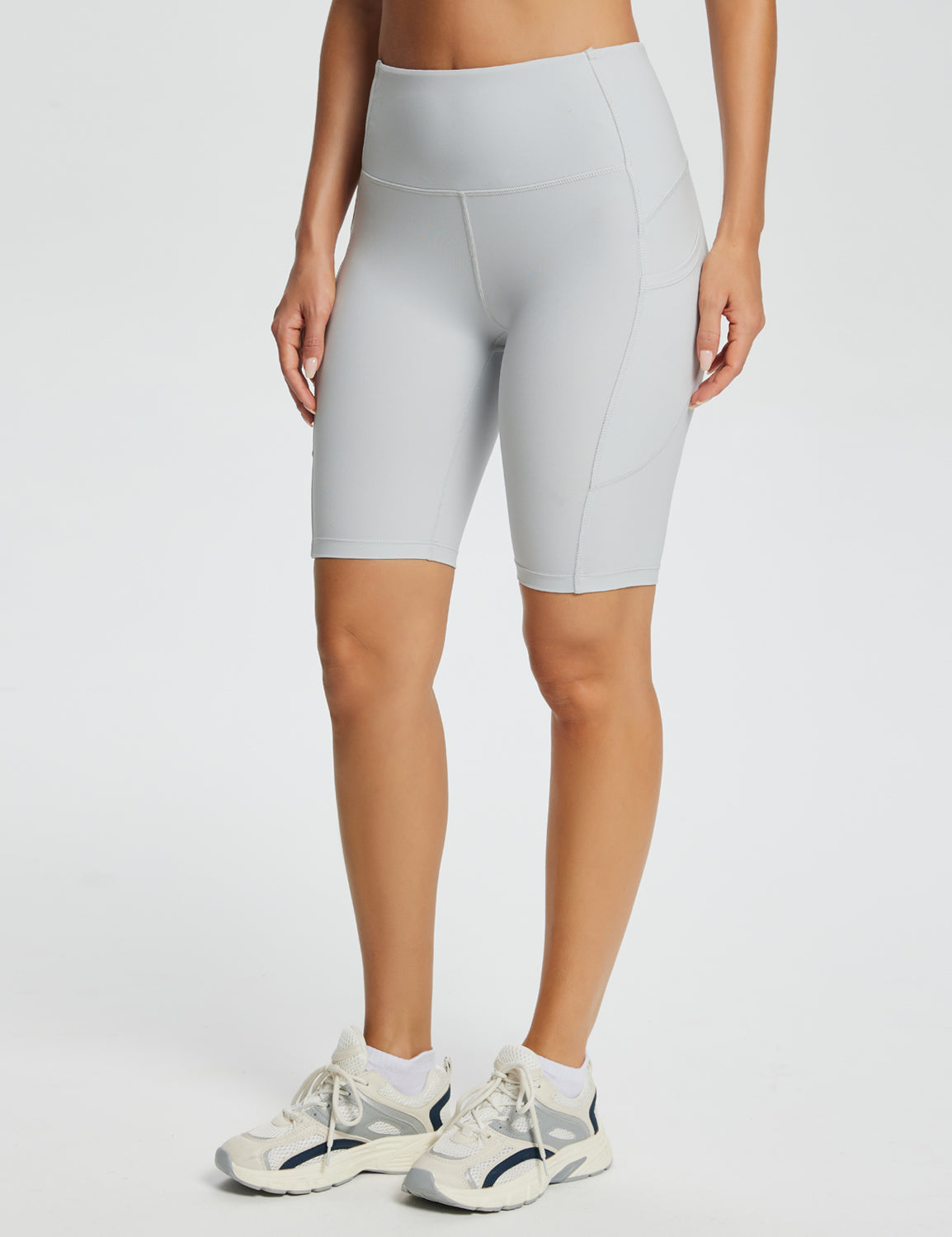 Baleaf Women's Flyleaf High-Rise Bermuda Shorts dbd058 Lunar Rock Main