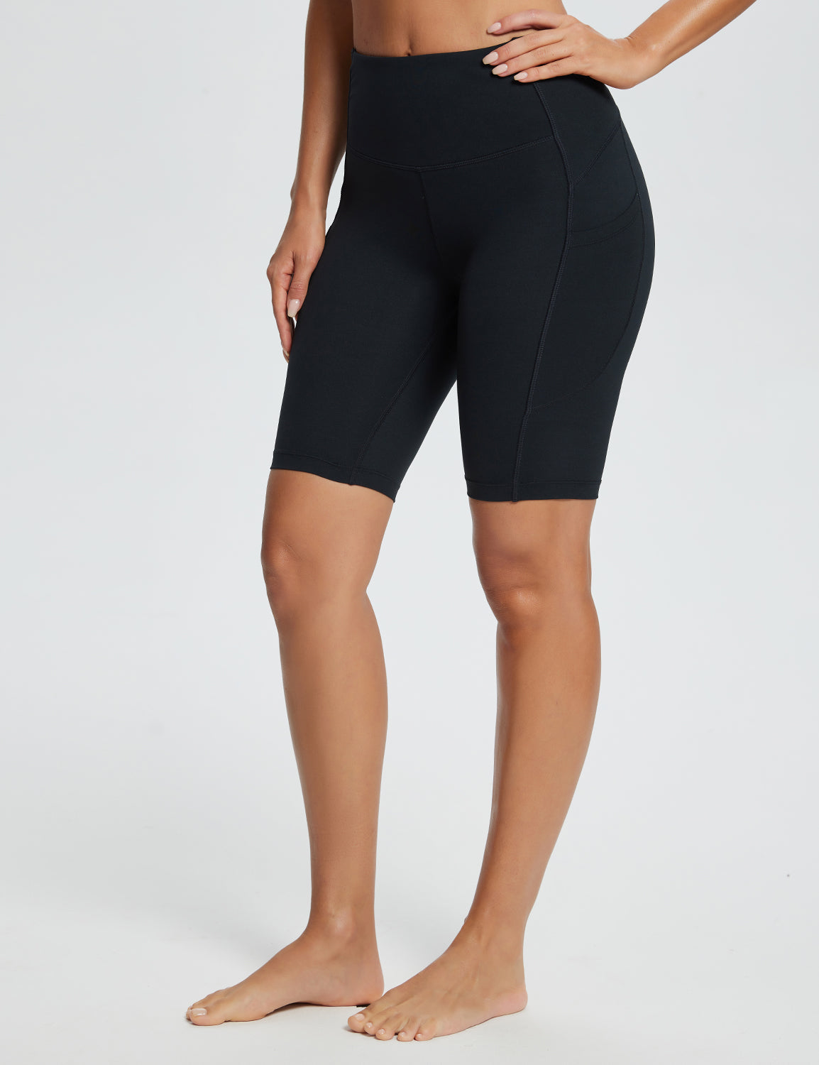 Baleaf Women's Flyleaf High-Rise Bermuda Shorts dbd058 Jet Black Main