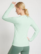 Baleaf Women's Sustainable Thumbhole Mesh Baselayer dbd222 Subtle Green Back