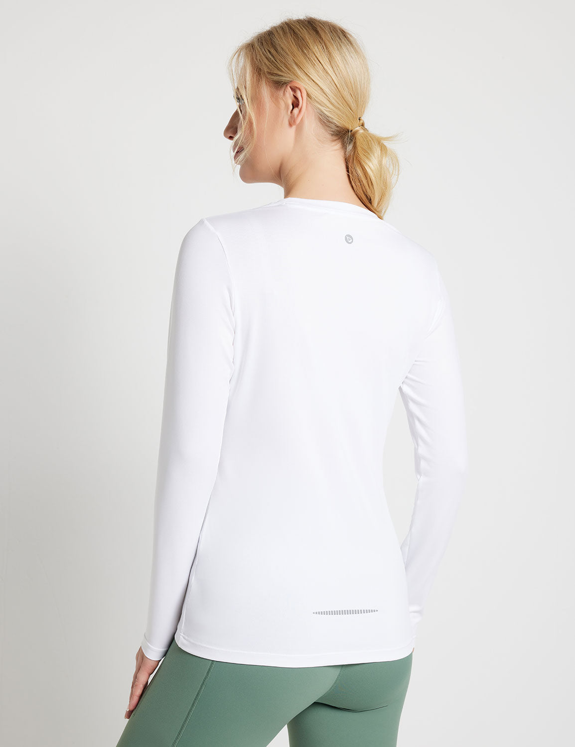 Baleaf Women's Sustainable Crew Neck Baselayer Lucent White Back