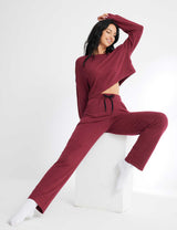 Baleaf Women's Evergreen Modal Oversized Cropped Top (Website Exclusive) dbd090 Wine Red Full