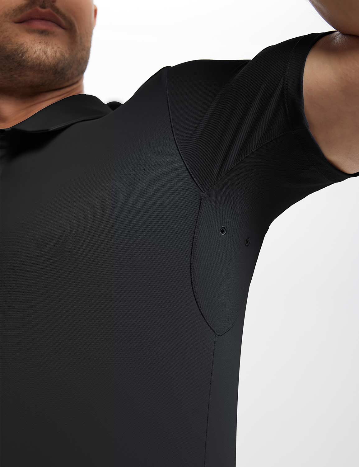 Baleaf Men's Laureate UPF50+ Golf Polo Shirt (Website Exclusive) dfa020 Jet Black Details