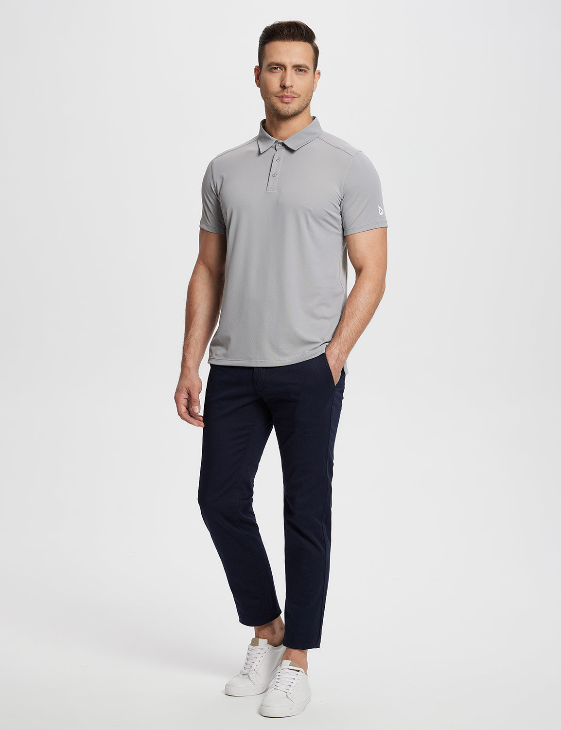 Baleaf Men's Laureate UPF50+ Golf Polo Shirt (Website Exclusive) dfa020 Alloy Full