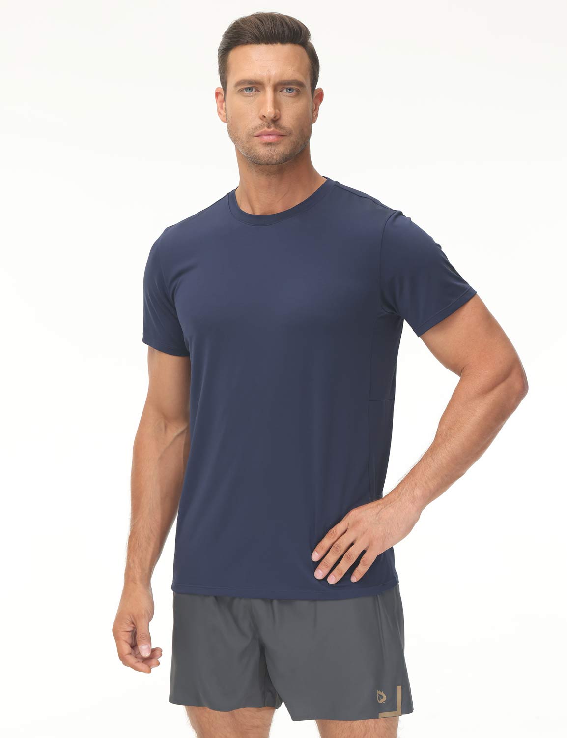 Baleaf Men's Fitted Crew Neck Short Sleeve T-shirts Dark Sapphire Main
