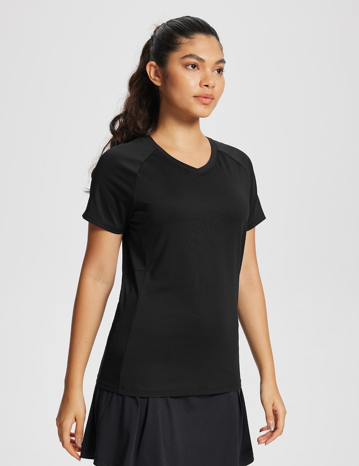 Baleaf Women's Summer Short Sleeve V Neck T-shirts Anthracite Side